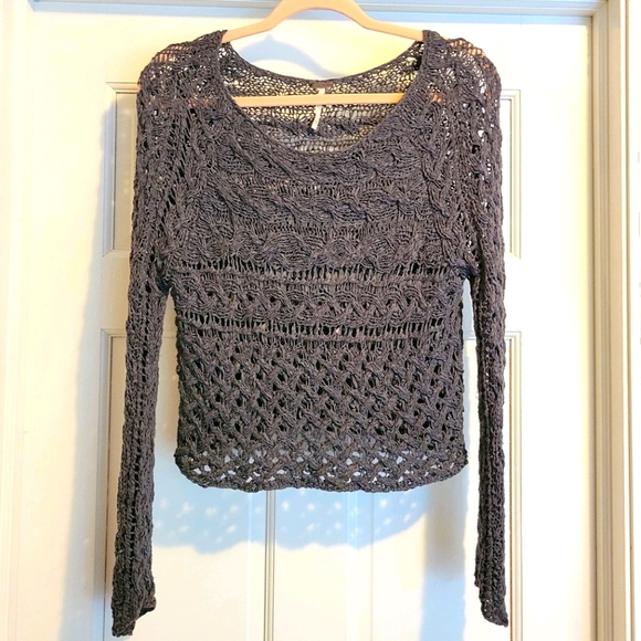 Free People Sweaters - Free People Crocheted Knit Crop Sweater XS
